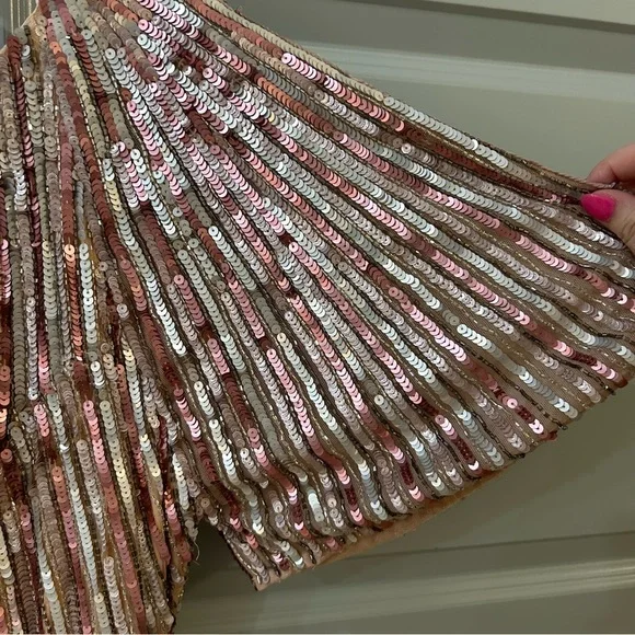 NWT Mac Duggal 4913M Rose Pink Sequin Embellished Gown - Picture 6 of 10